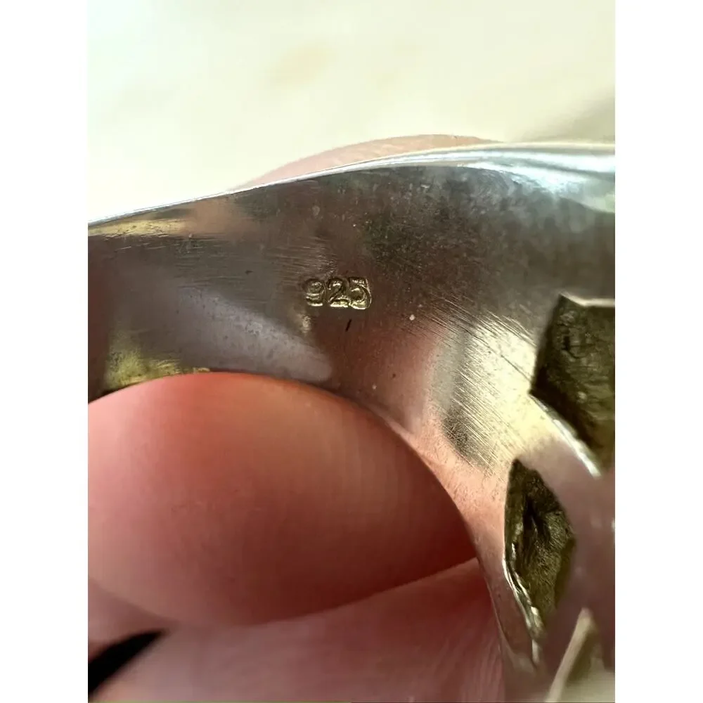 925 sterling silver pebble beach, gold tone, size 7 paparazzi ring stamped